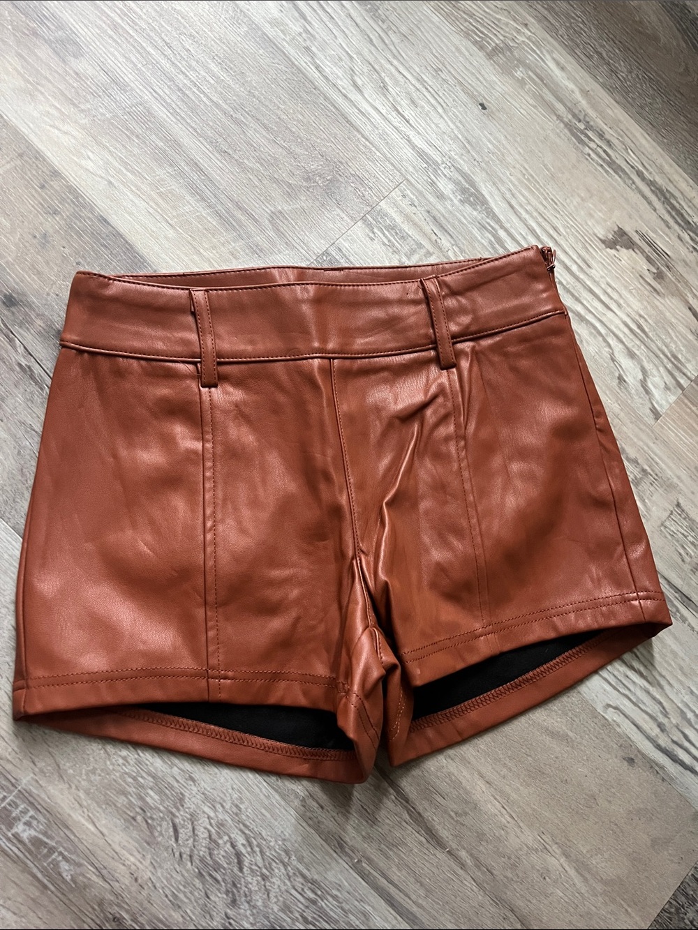 wild fable Rust Brown High-Waist Faux Leather Shorts